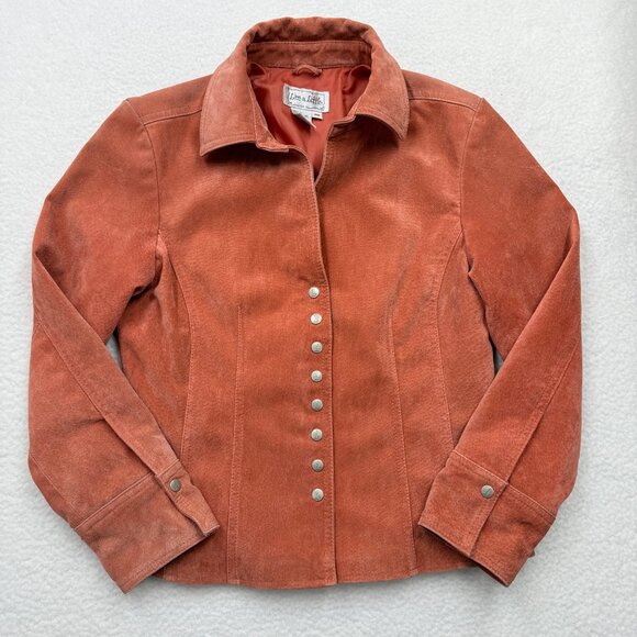 VTG Y2K Live a Little Suede Snap Front Jacket Rust Orange Western Boho Womens PM - Picture 7 of 12